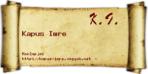 Kapus Imre névjegykártya